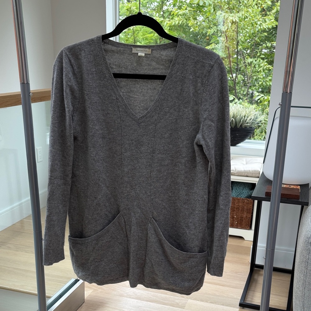 Garnet Hill Charcoal V-Neck Sweater